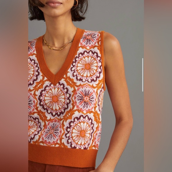 Anthropologie Maeve Rust Knit Top/Vest - Picture 2 of 8